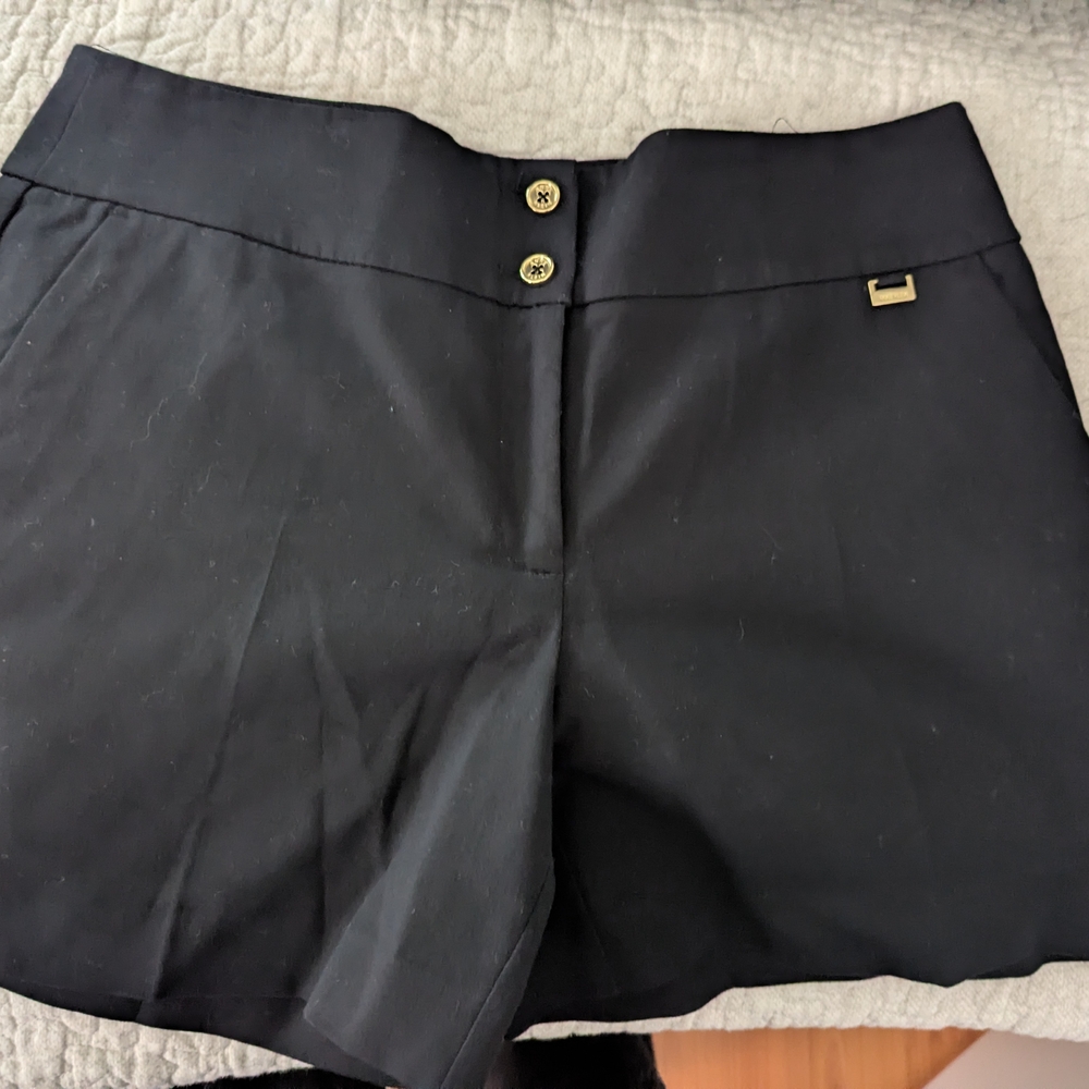 Anne Klein High Waist Black Shorts with Gold Buttons